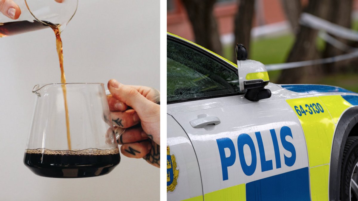 Polis snodde kaffe från fikarummet